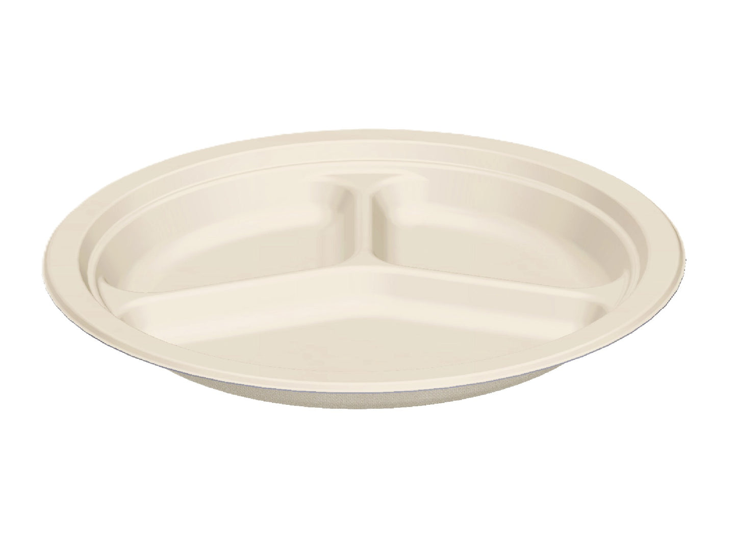 10-inch 3 compartment round plate (150pcs/case)