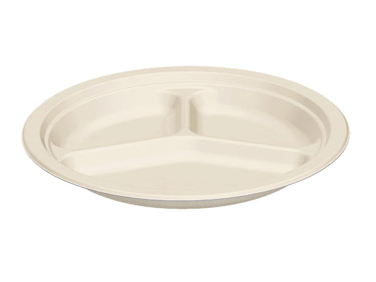 10-inch 3 compartment round plate (150pcs/case)
