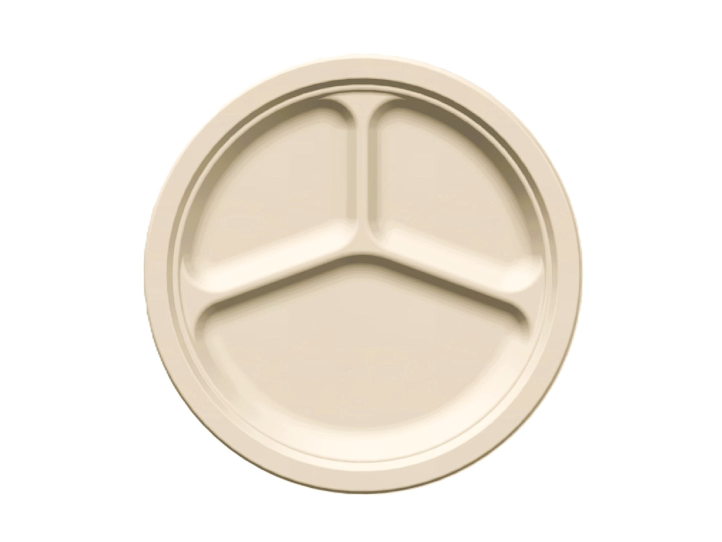 10-inch 3 compartment round plate (150pcs/case)