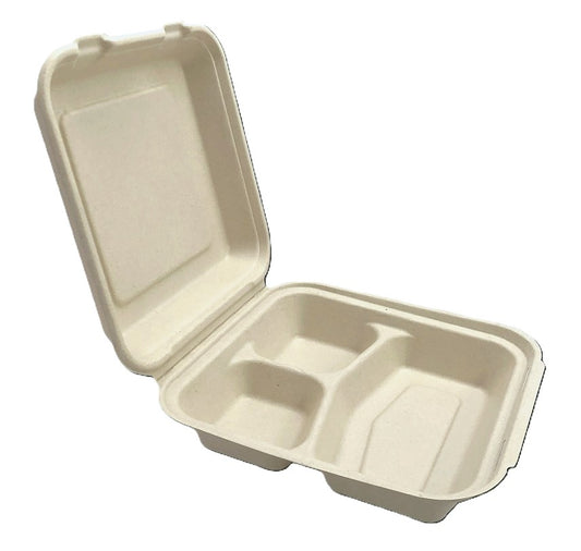 8x8 inch 3 compartment hinged box (200pcs/case) Wholesale packaging